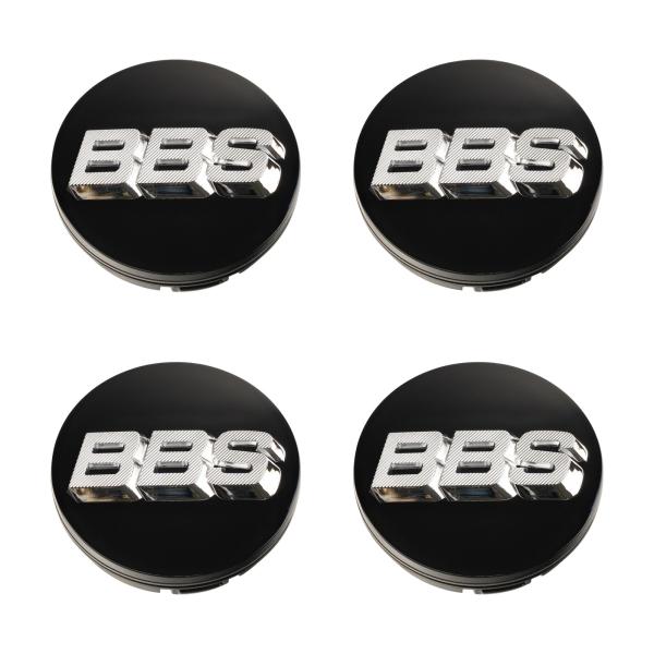 4 x BBS 3D Nabendeckel Ø56mm schwarz, Logo silber/chrome - 58071023.4